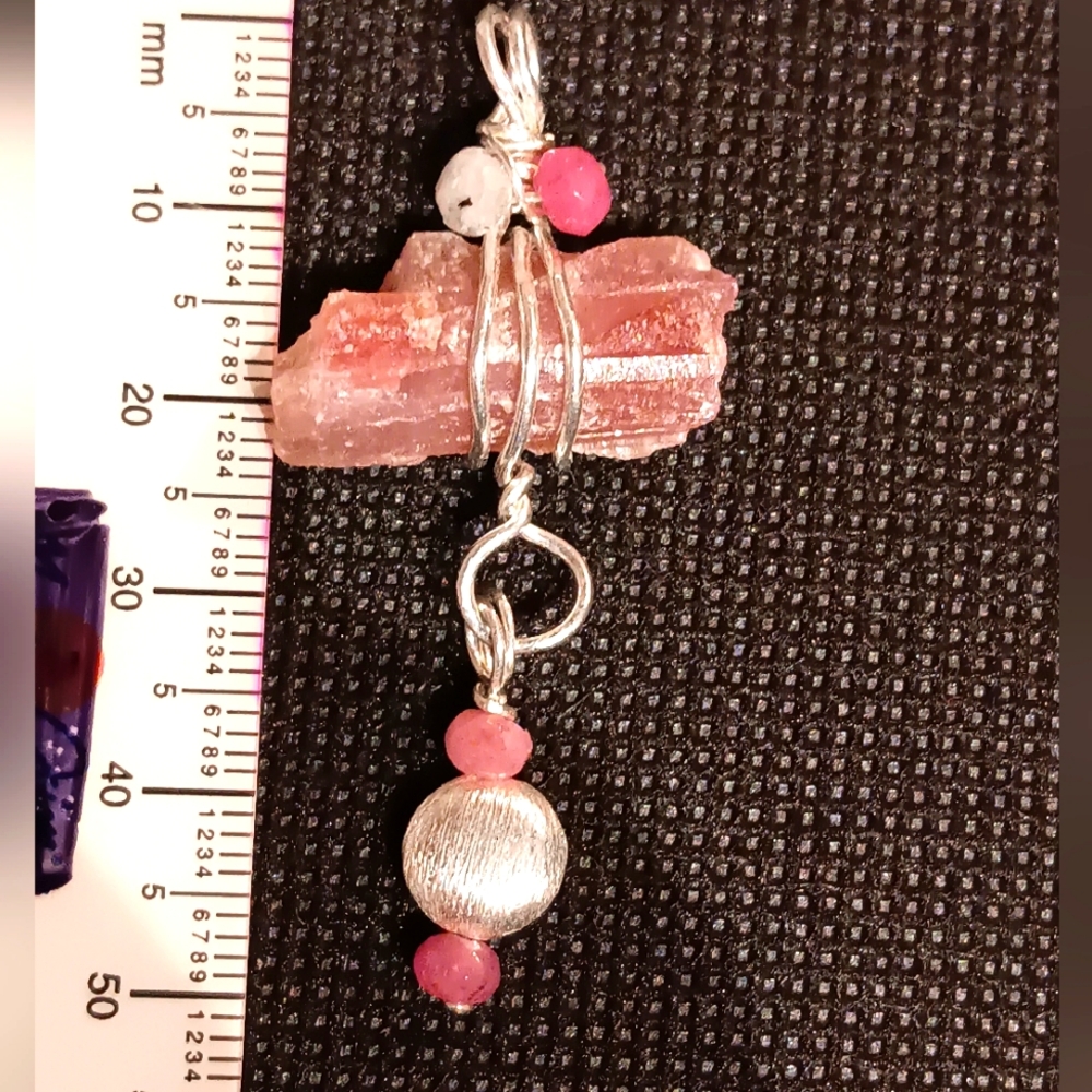 Pink Tourmaline Sterling Silver Pendant - Picture 3 of 14